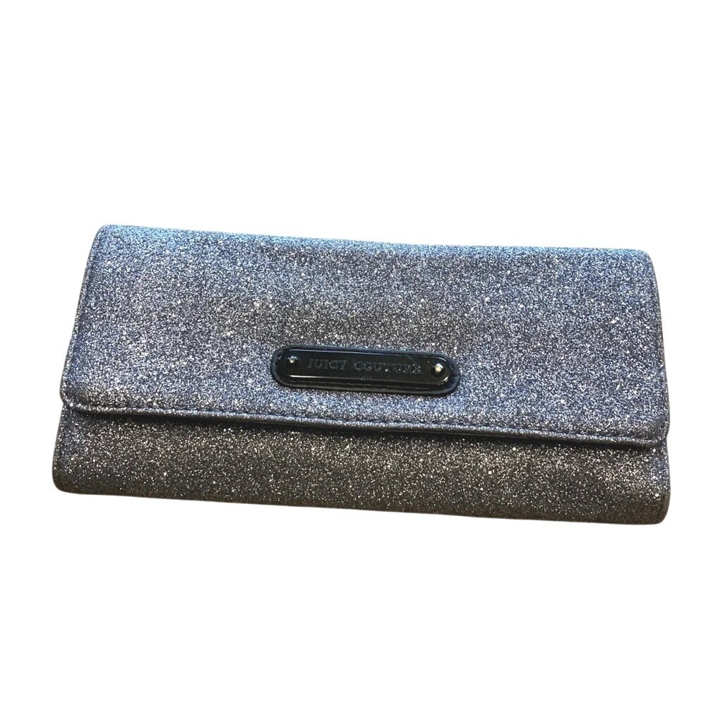 Juicy Couture silver glitter Y2K convertible clutch wallet bag with strap